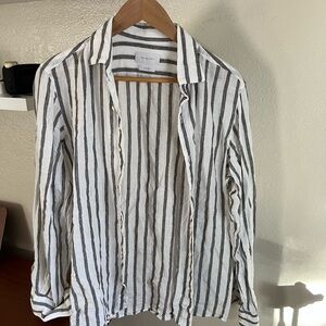 Massimo Dutti Linen Shirt with Gray Stripes / Medium